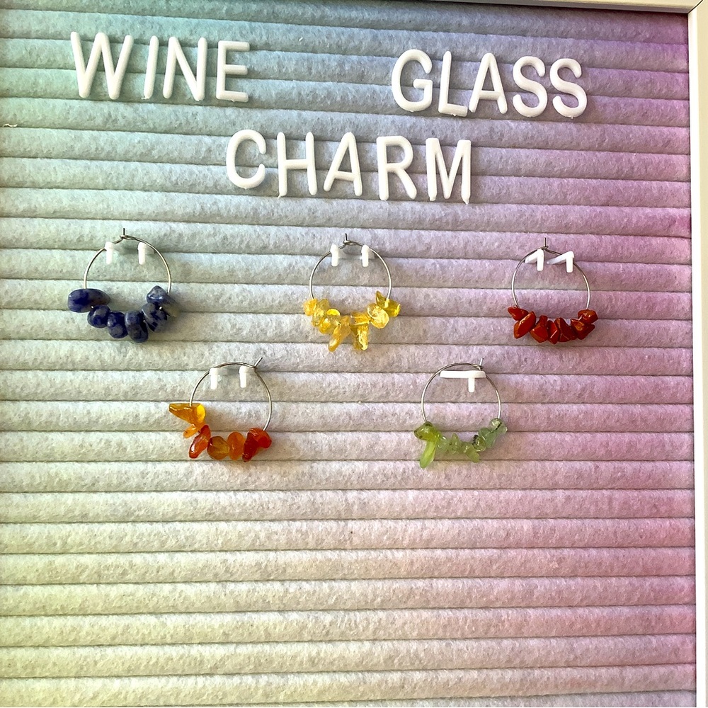 Natural Stone Wine Glass Charm